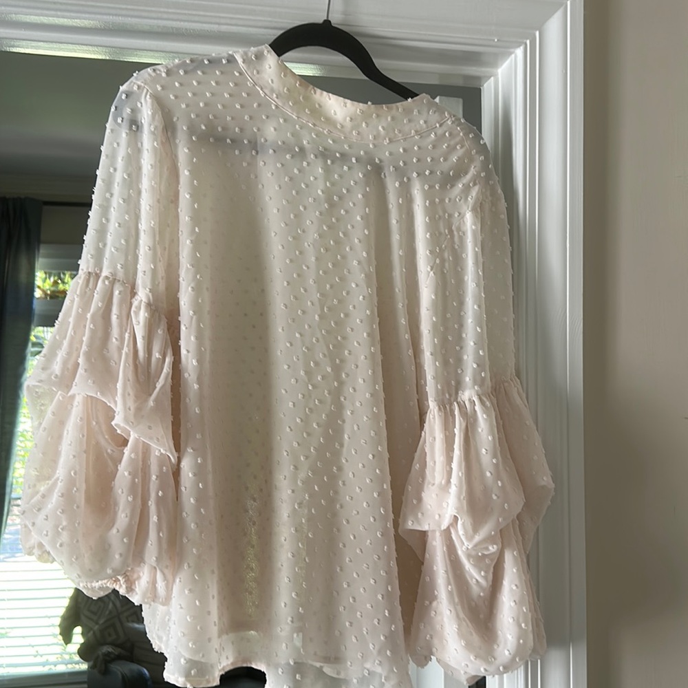Fun blouse with balloon sleeves. Lined